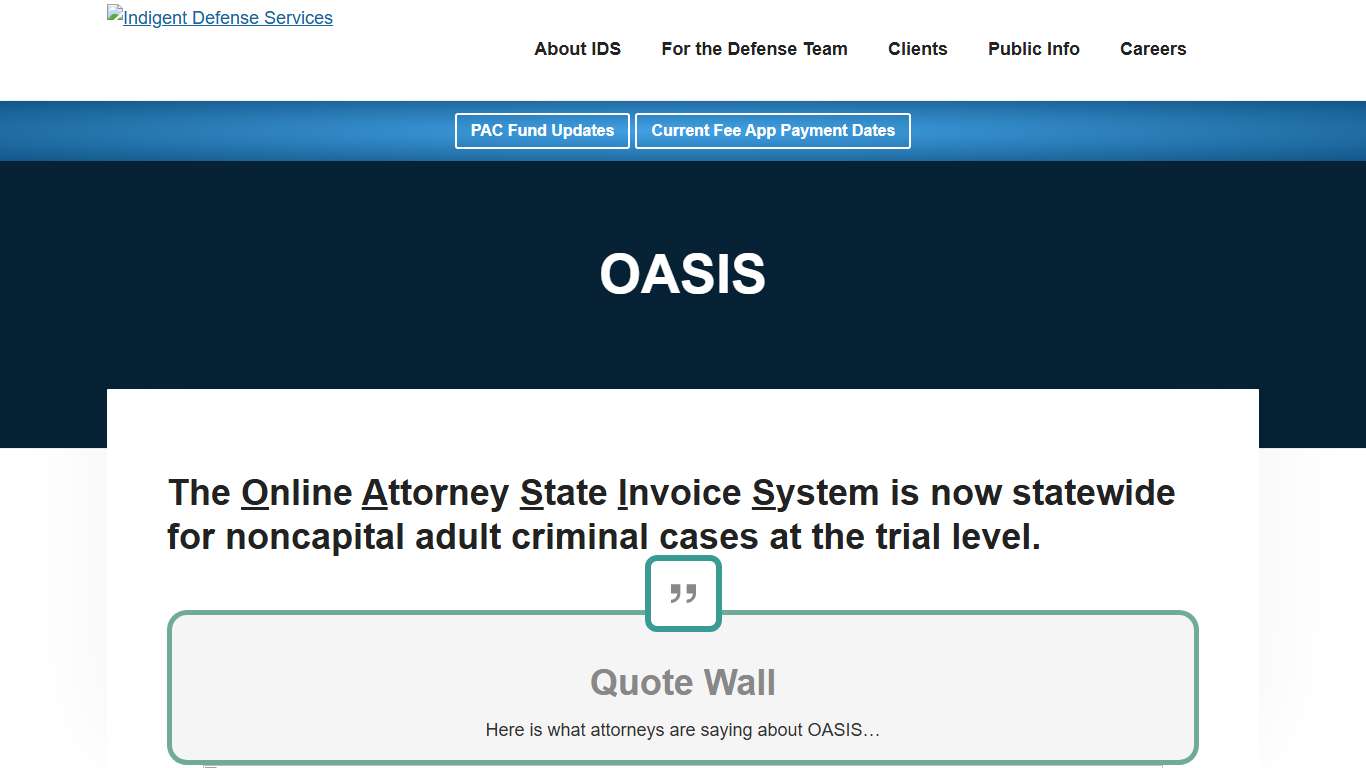OASIS - Indigent Defense Services